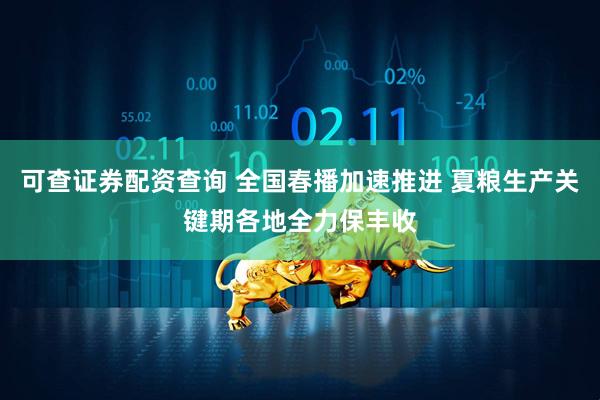 可查证券配资查询 全国春播加速推进 夏粮生产关键期各地全力保丰收